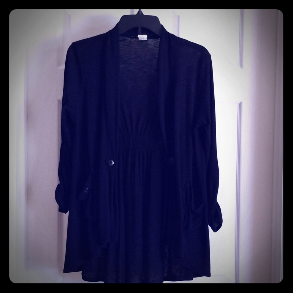 Black sweater cardigan with pockets